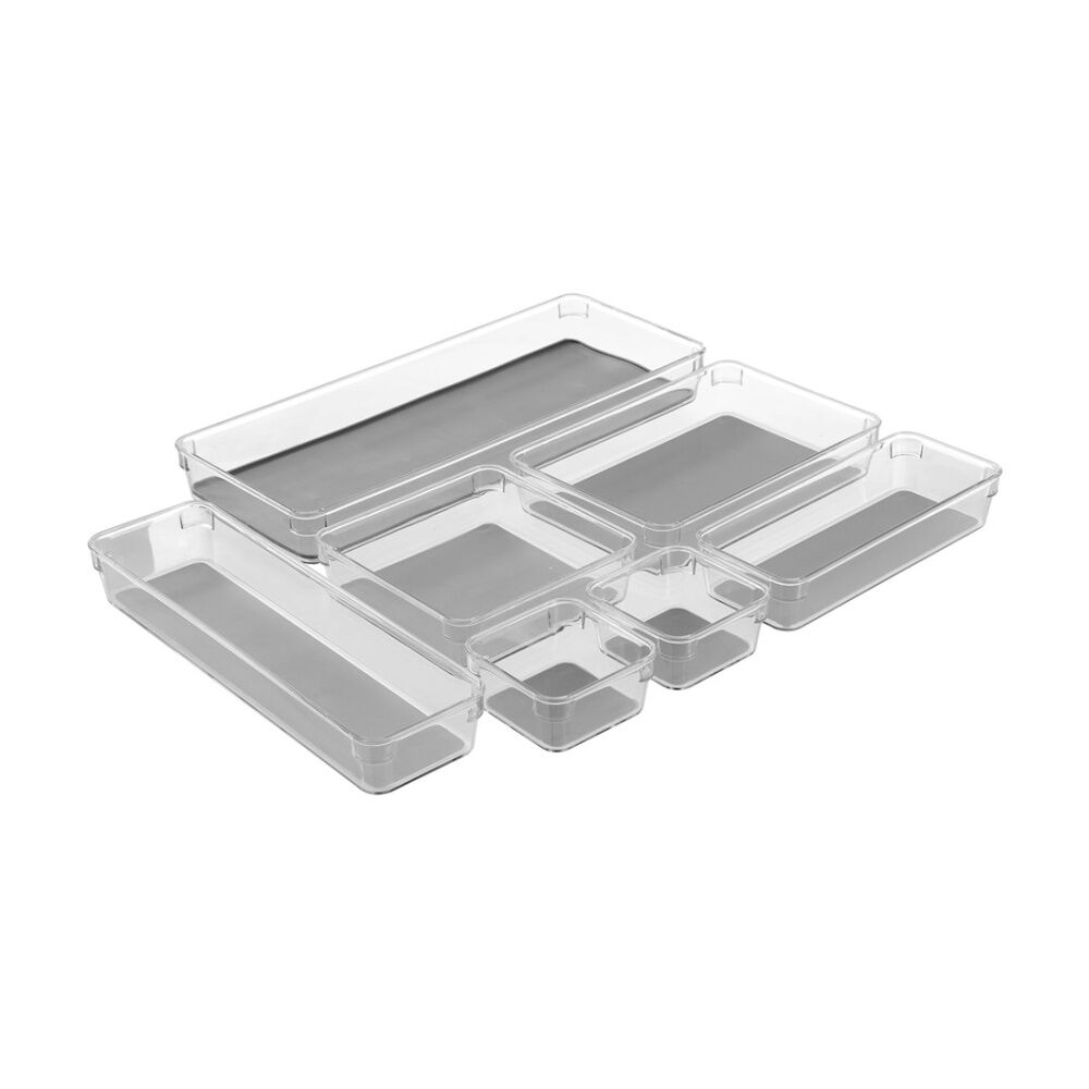Boxsweden Crystal Grip Organiser Tray Modular Stackable Storage 32x9x4.5cm (12 Pack) — image 6