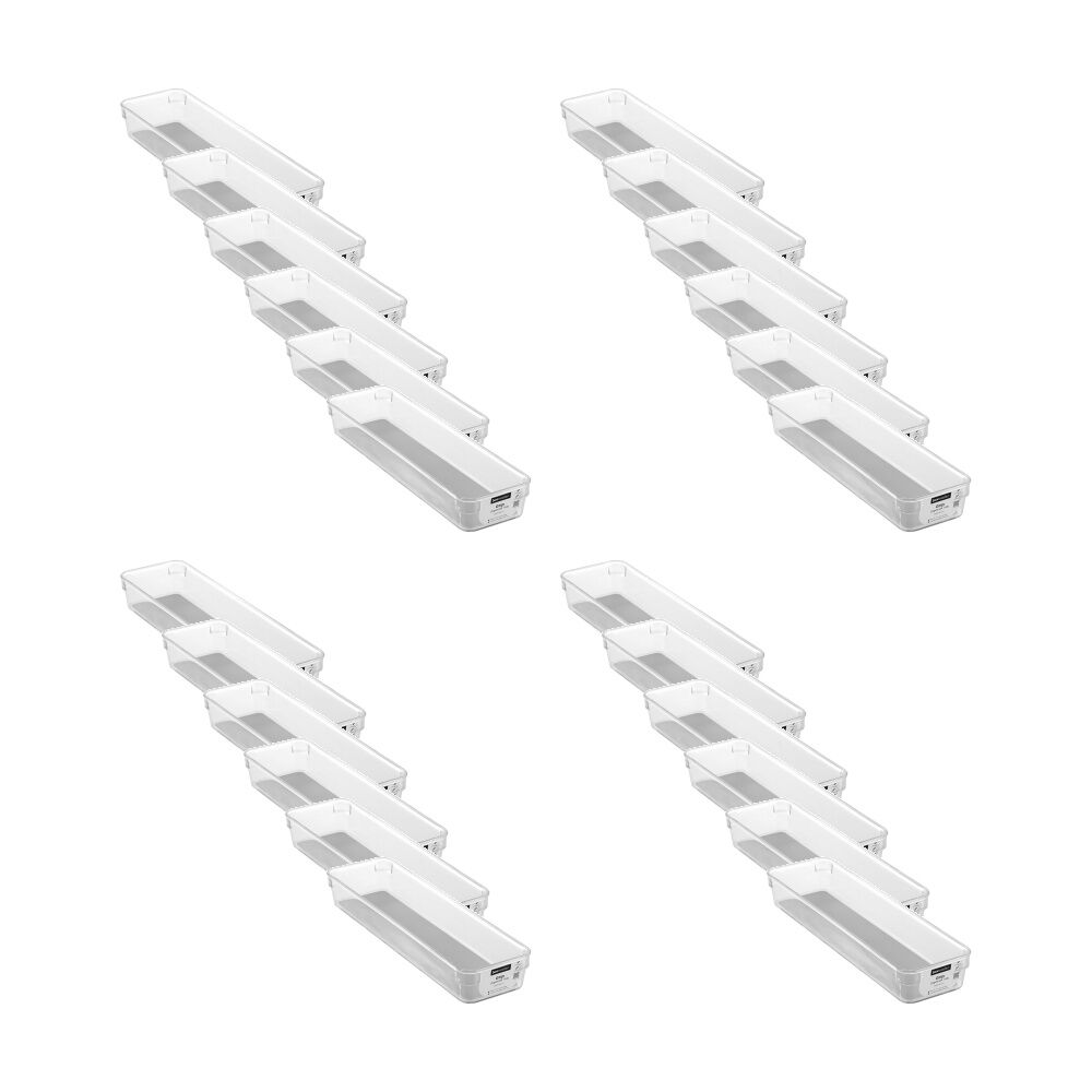 Boxsweden Crystal Grip Organiser Tray Modular Stackable Storage 32x9x4.5cm (24 Pack)