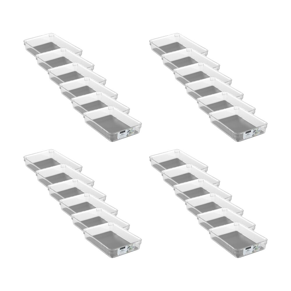 Boxsweden Crystal Grip Organiser Tray Modular Stackable Storage 23.5x16x4.5cm (24 Pack)