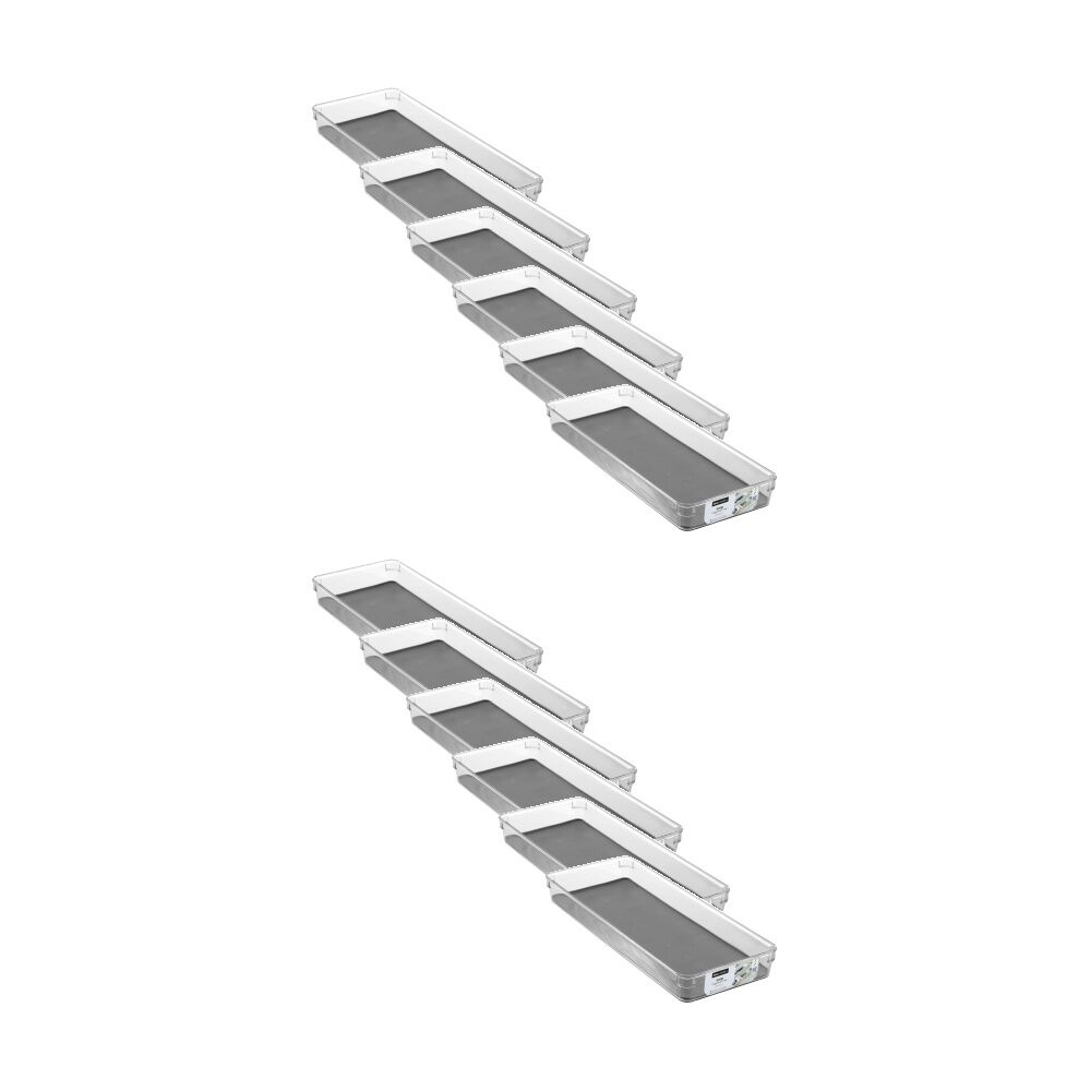 Boxsweden Crystal Grip Organiser Tray Modular Stackable Storage 40x16x5cm (12 Pack)