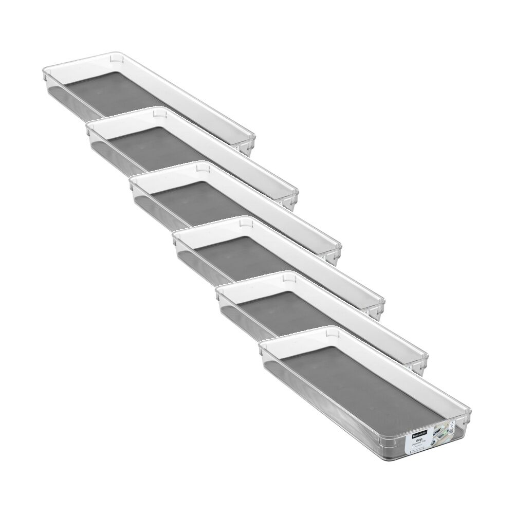 Boxsweden Crystal Grip Organiser Tray Modular Stackable Storage 40x16x5cm (6 Pack)