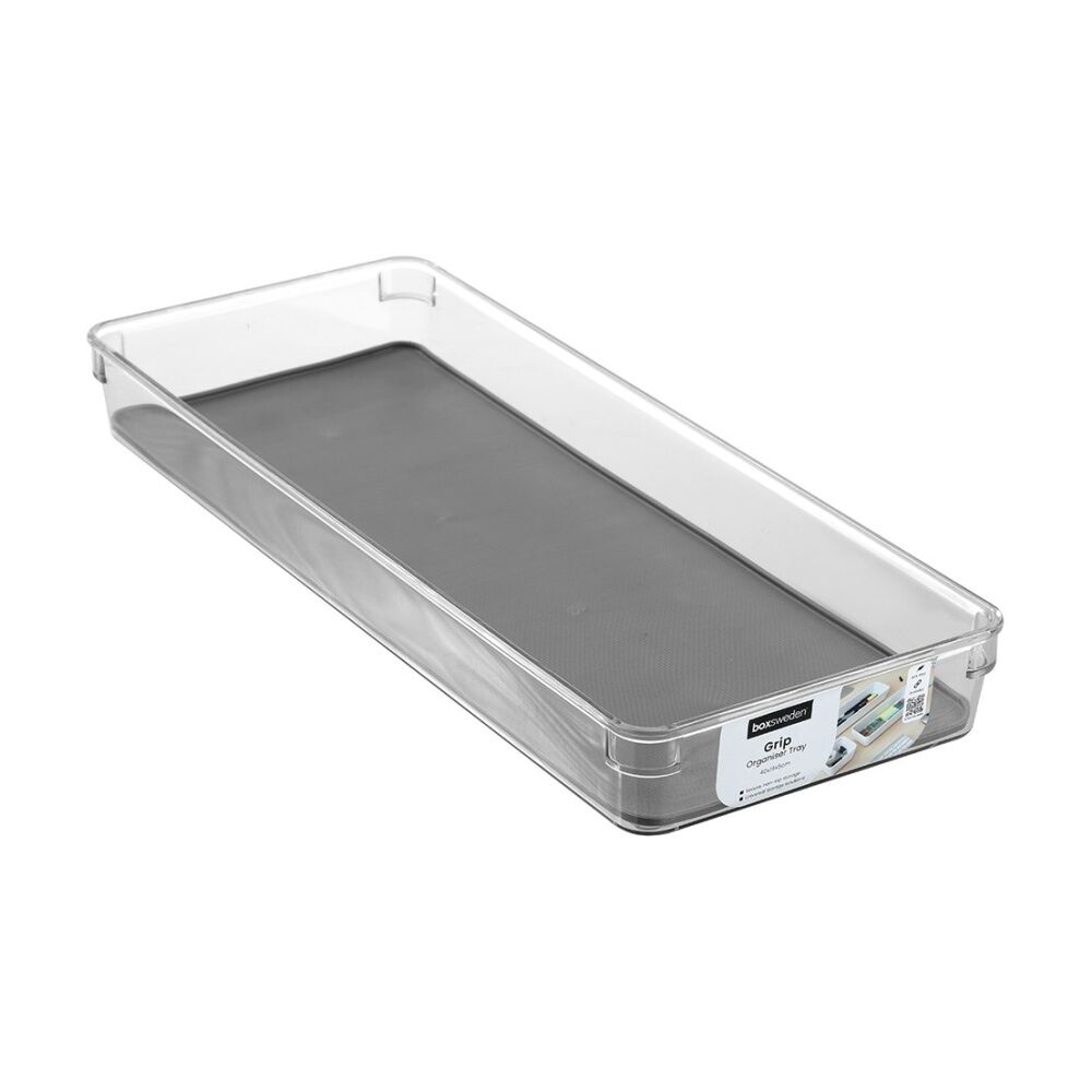Boxsweden 40x16x5cm Crystal Grip Organiser Tray Modular Stackable Storage