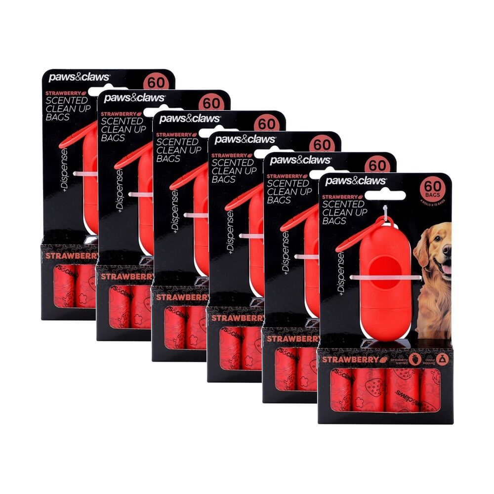 Paws and Claws 6x 60pc Pet Dog Scented Poop Bags Dispenser