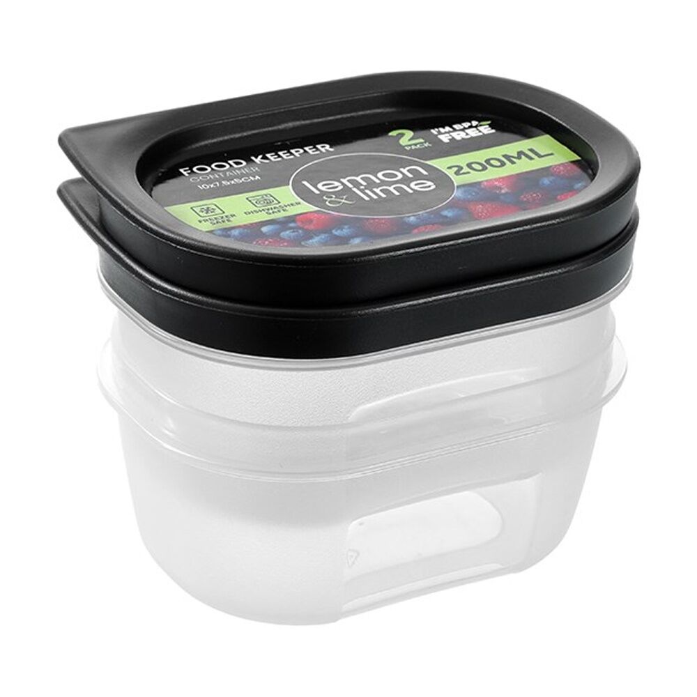 Lemon and Lime Food Reusable Container Organiser 200ml 10x7.5x5cm (2 Pieces)