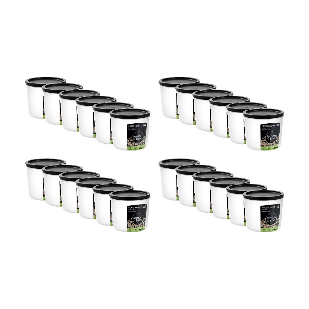 Lemon and Lime Food Keeper Round Reusable Container 900ml 12.4x12.4x10cm (24 Pack)