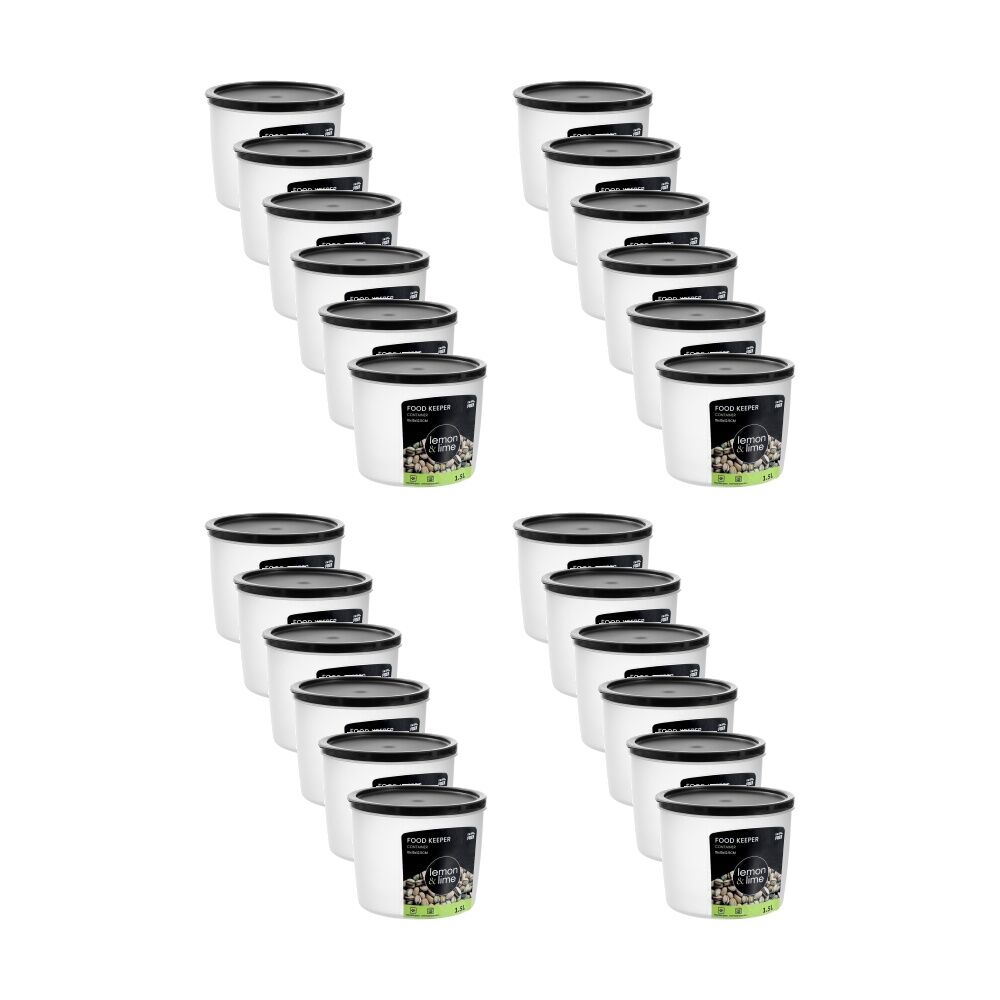 Lemon and Lime Food Keeper Round Reusable Container 1.5L 15x15x12.3cm (24 Pack)