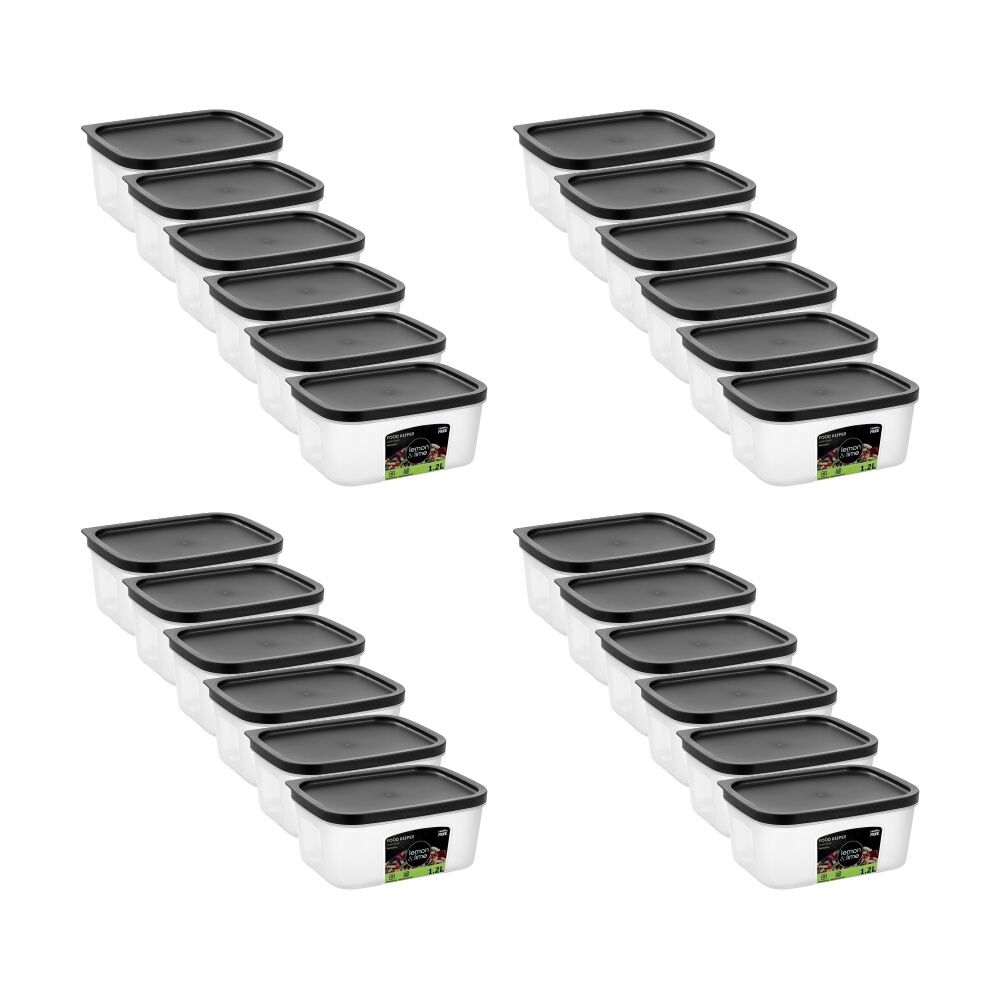 Lemon and Lime Food Keeper Rectangle Reusable Container 1.2L 17.9x13x7cm (24 Pack)