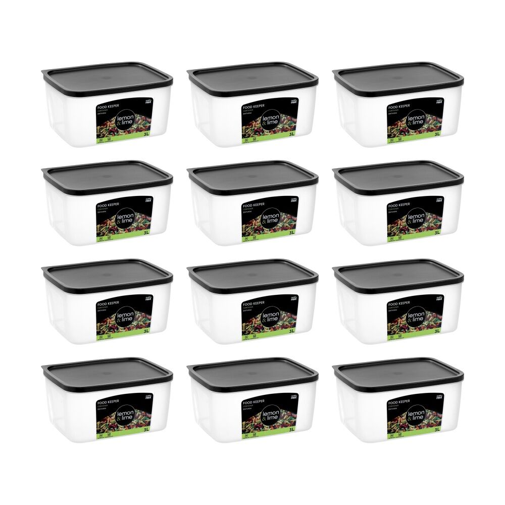 Lemon and Lime Food Keeper Rectangle Reusable Container 3L 21.7x16.7x (12 Pack)