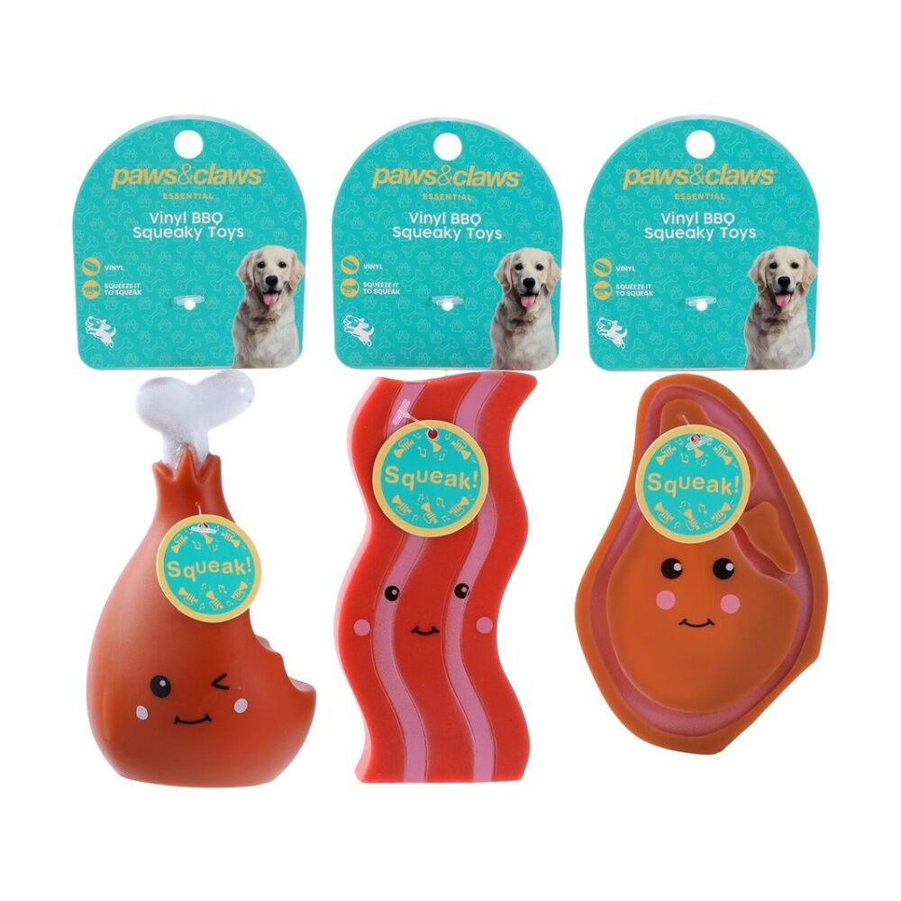 Paws and Claws Assorted Vinyl Meat Squeaky Dog Interactive Play Chew Toy — image 2