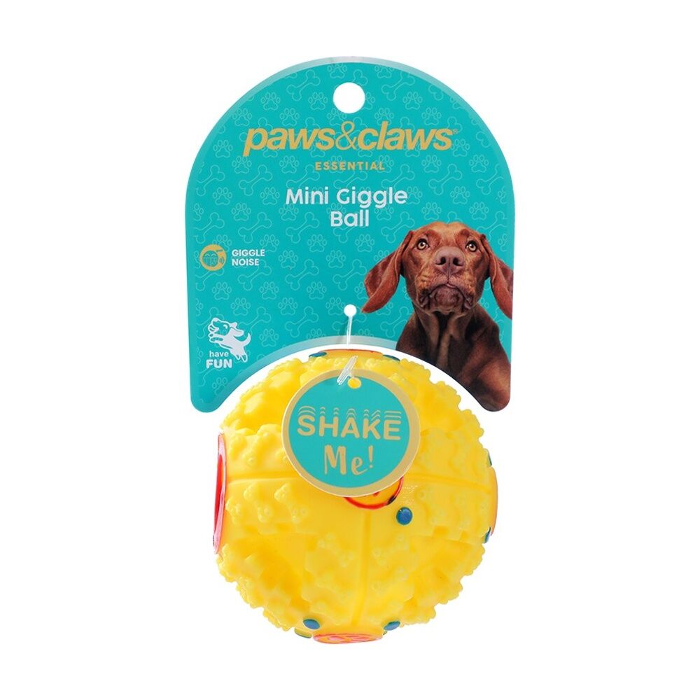 Paws and Claws Assorted Mini Giggle Ball Interactive Sound Dog Toy Rubber 7.2cm