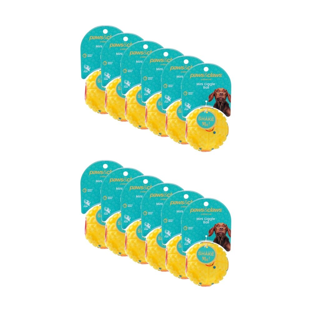 Paws and Claws Mini Giggle Ball Interactive Sound Dog Toy Rubber 7.2cm Assorted (12 Pack)