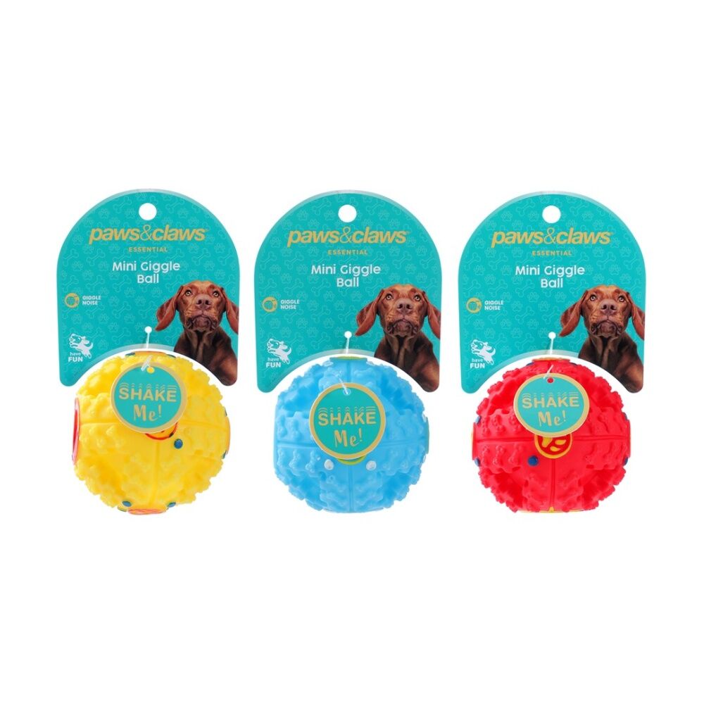 Paws and Claws Assorted Mini Giggle Ball Interactive Sound Dog Toy Rubber 7.2cm — image 2