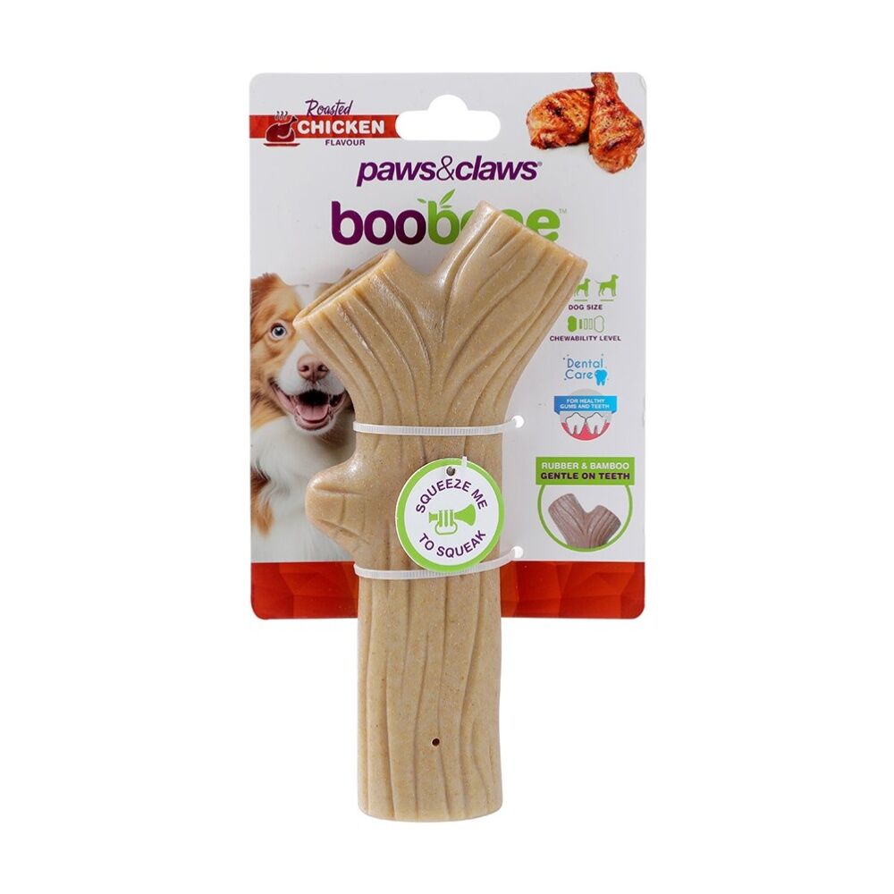 Paws and Claws 18.5cm Boobone Bamboo TPR Branch Dog Chew Toy Chicken Beef
