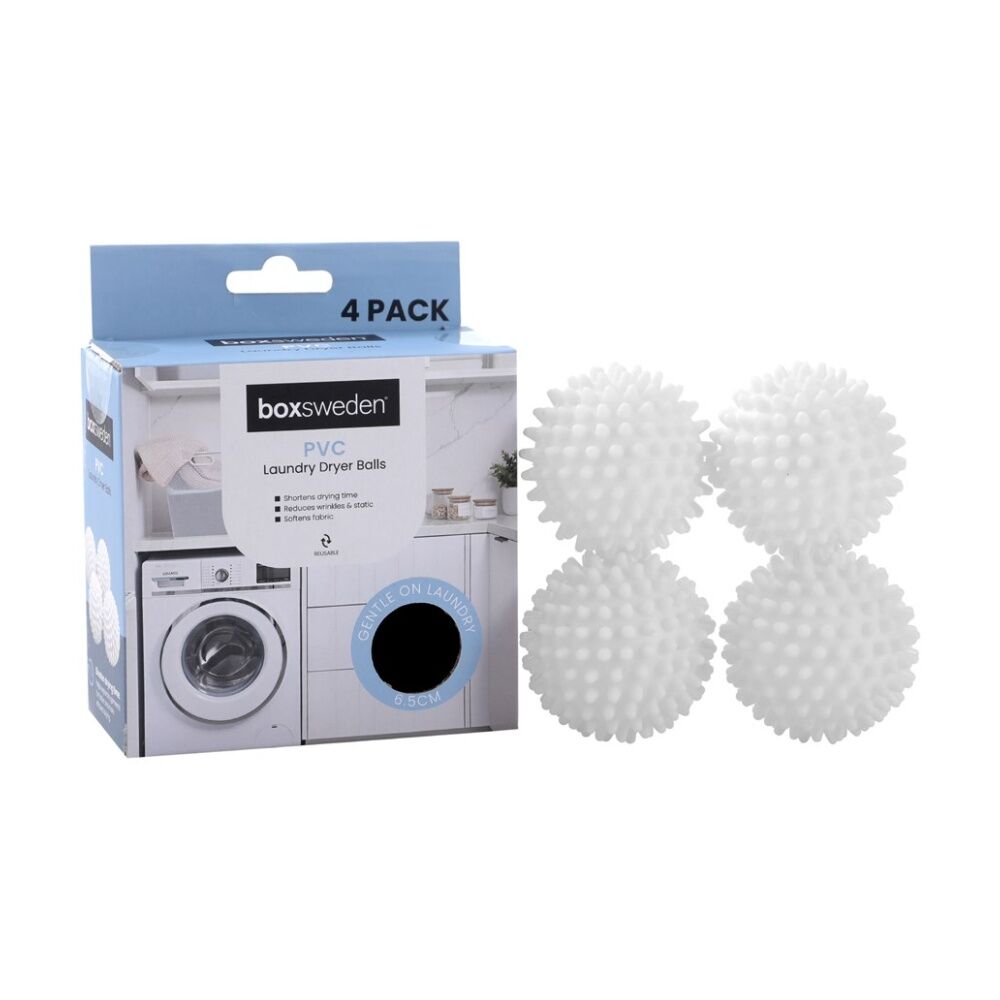 Boxsweden Reusable Laundry Dryer Balls 6.5cm PVC Reduces Drying Time (4 Pack)