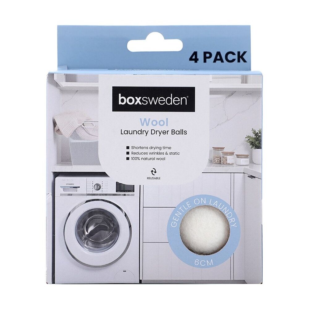 Boxsweden Reusable Wool Laundry Dryer Balls 6cm Reduces Drying Time (4 Pack) — image 4