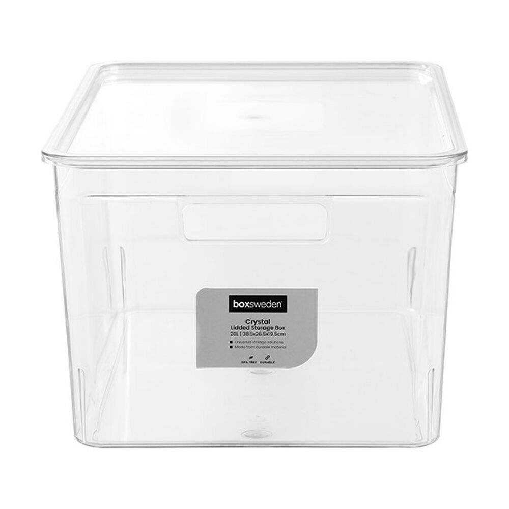 Boxsweden 20L Clear Crystal Stackable Lidded Organisation Storage Box/Container — image 3