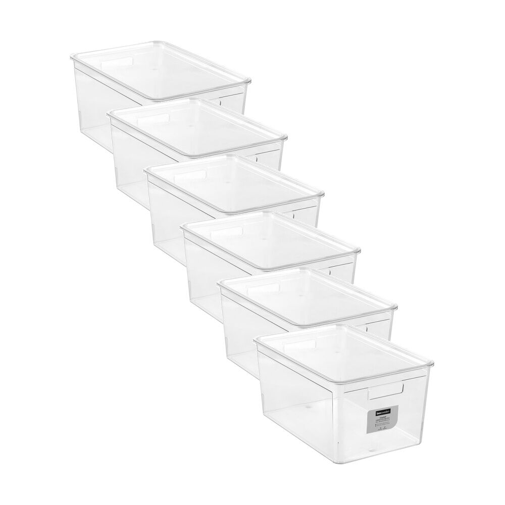 Boxsweden Crystal Stackable Lidded Organisation Storage Box/Container Clear 20L (6 Pack)