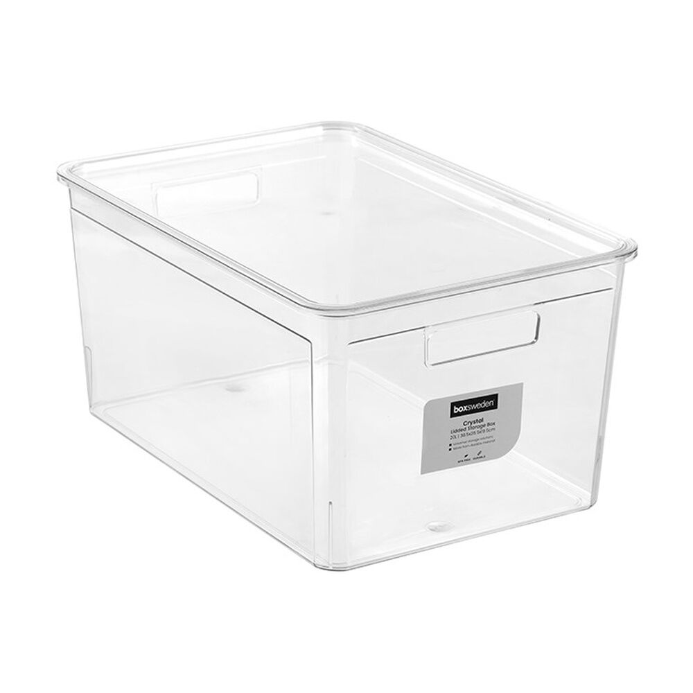 Boxsweden 20L Clear Crystal Stackable Lidded Organisation Storage Box/Container