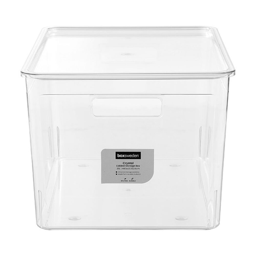 Boxsweden Crystal Stackable Lidded Organisation Storage Box/Container Clear 35L (2 Pack) — image 4