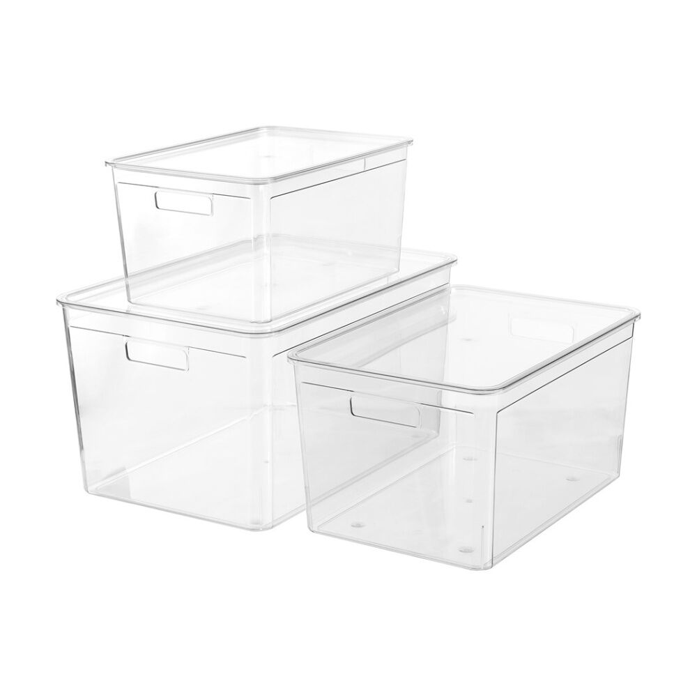Boxsweden Crystal Stackable Lidded Organisation Storage Box/Container Clear 35L (4 Pack) — image 8