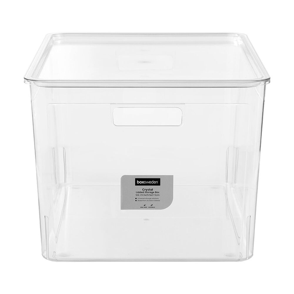 Boxsweden Crystal Stackable Lidded Organisation Storage Box/Container Clear 50L (2 Pack) — image 4