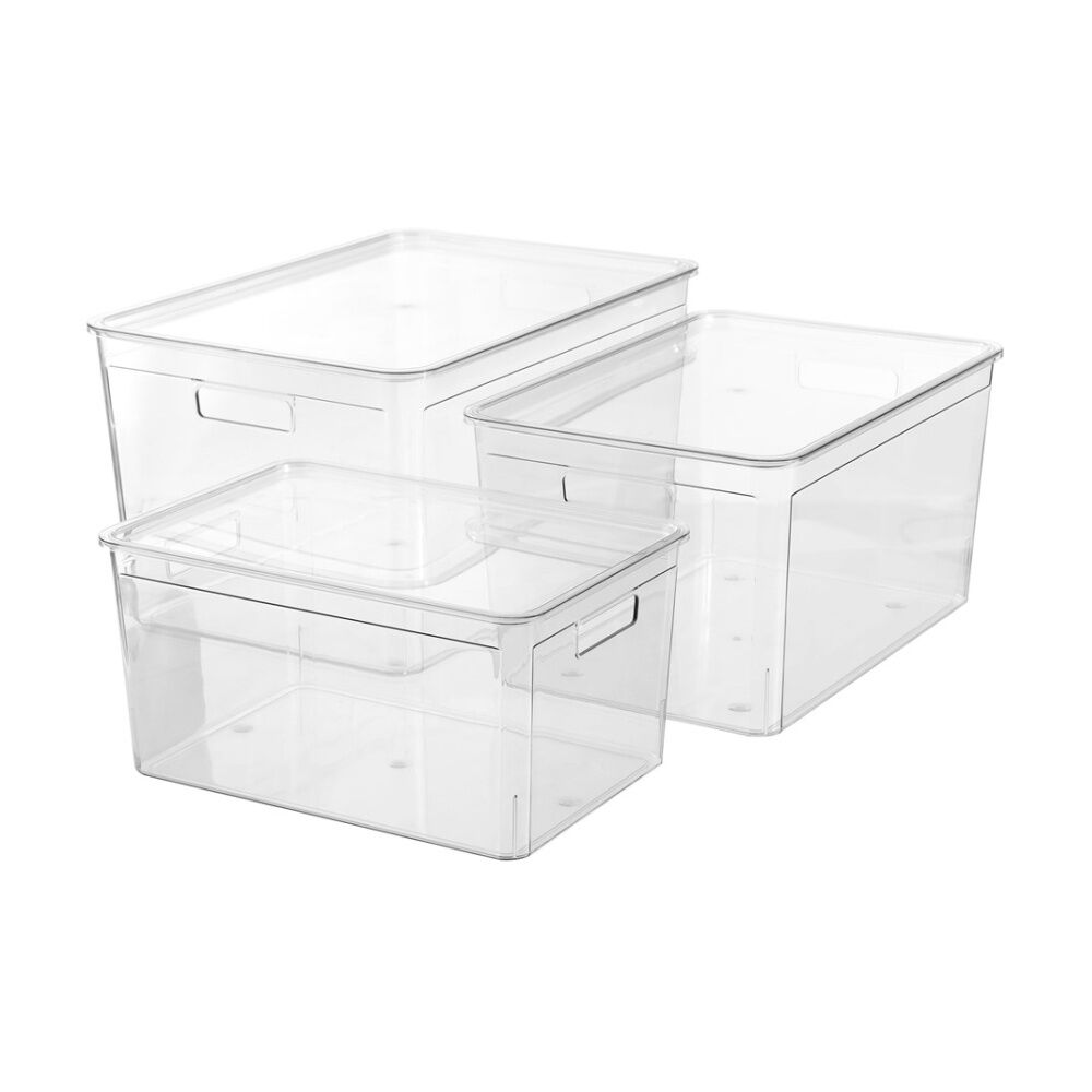 Boxsweden Crystal Stackable Lidded Organisation Storage Box/Container Clear 50L (2 Pack) — image 9
