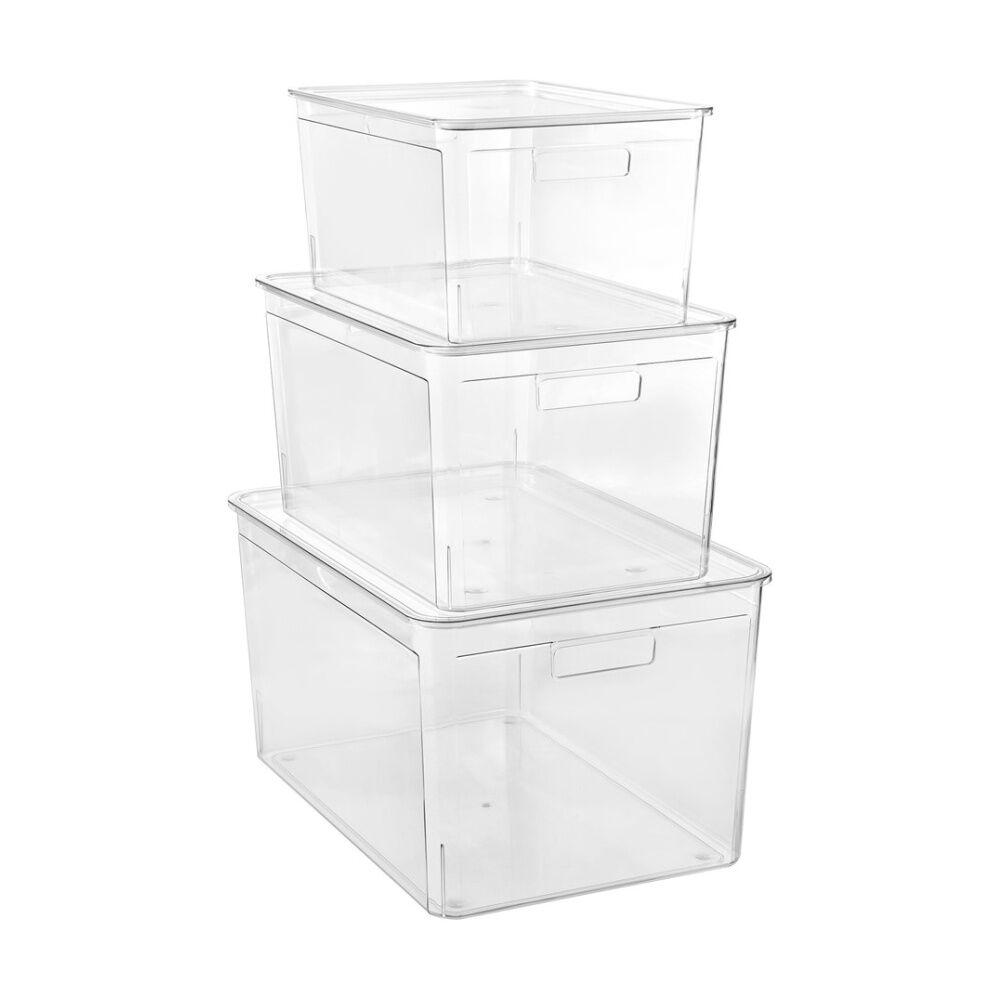 Boxsweden Crystal Stackable Lidded Organisation Storage Box/Container Clear 50L (4 Pack) — image 10
