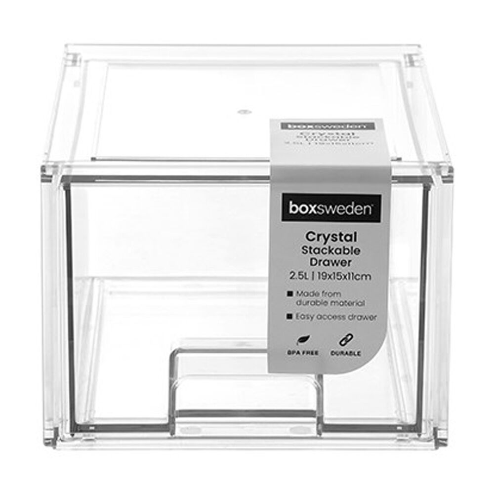 Boxsweden 2.5L Clear Crystal Stackable Drawer Organisation Storage Container — image 3