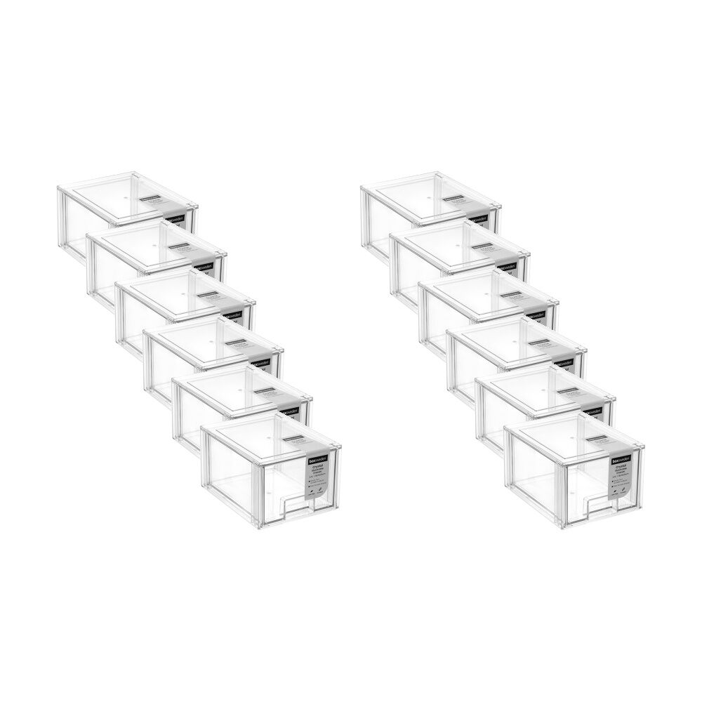 Boxsweden Crystal Stackable Drawer Organisation Storage Container Clear 2.5L (12 Pack)