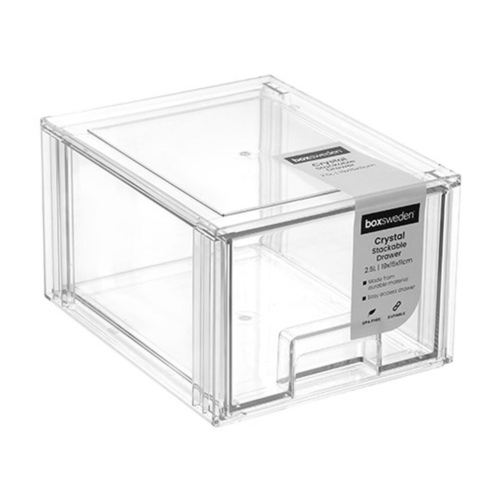 Boxsweden Crystal Stackable Drawer Organisation Storage Container Clear 2.5L (12 Pack) — image 2