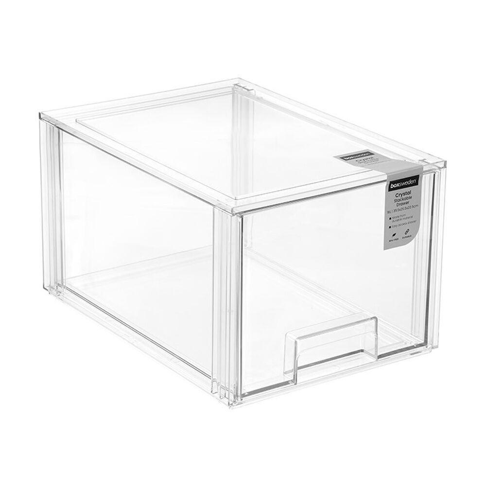 Boxsweden Crystal Stackable Drawer Organisation Storage Container Clear 16L (2 Pack) — image 2