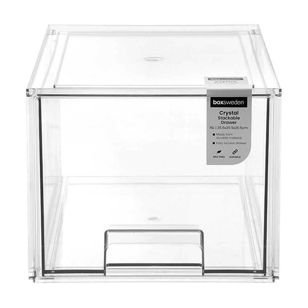 Boxsweden Crystal Stackable Drawer Organisation Storage Container Clear 16L (2 Pack) — image 4