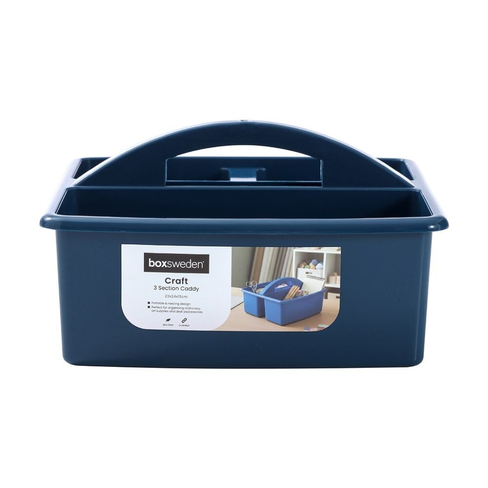 Boxsweden Craft Caddy 3 Section Home Organiser Storage Container 23x24x13cm (18 Pack) — image 2