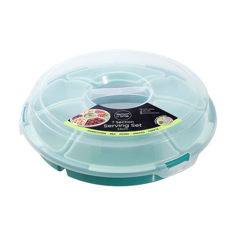 Lemon and Lime Reusable Food Container Serving Set 7 Section Assorted 33cm
