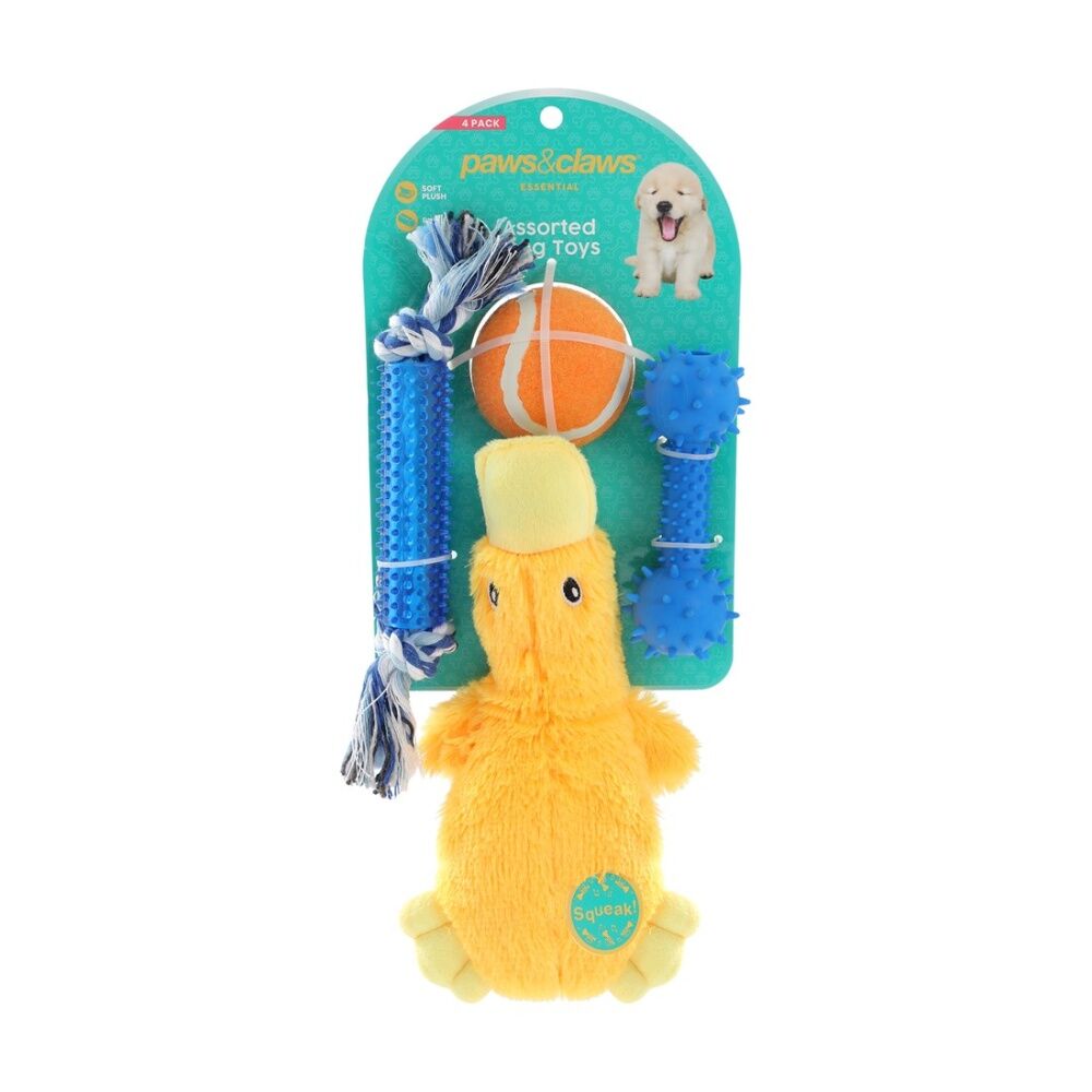 Paws and Claws 6x 4pc Pet Dog Toys Plush Rope & Baton Ball Set — image 2