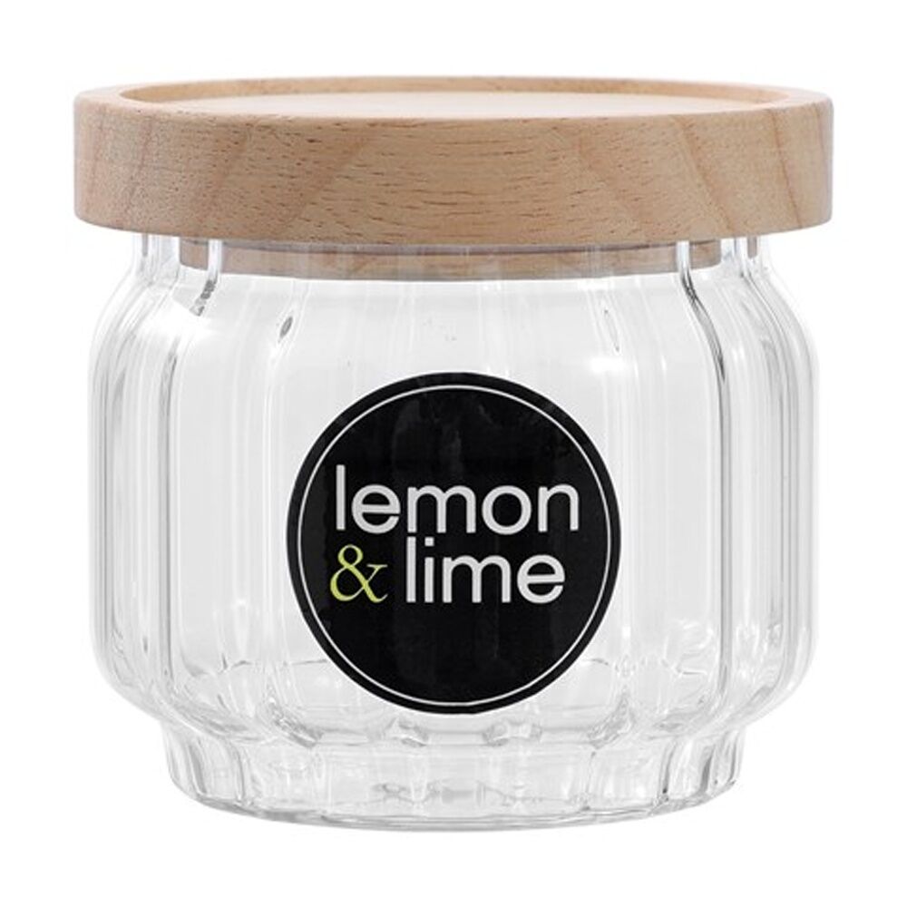 Lemon and Lime Woodend Ribbed Glass Jar Reusable Food Container 350ml (12 Pack) — image 6