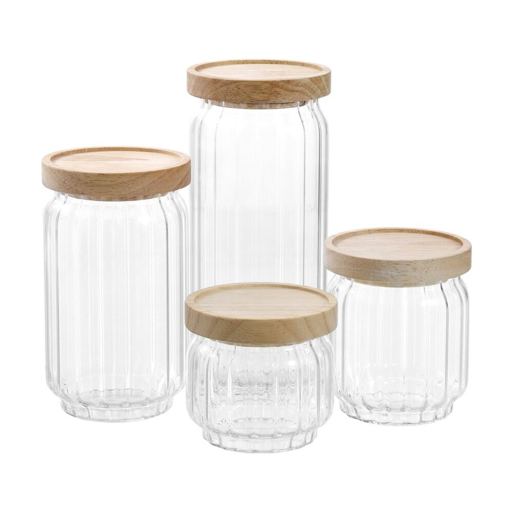 Lemon and Lime Woodend Ribbed Glass Jar Reusable Food Container 350ml (12 Pack) — image 9