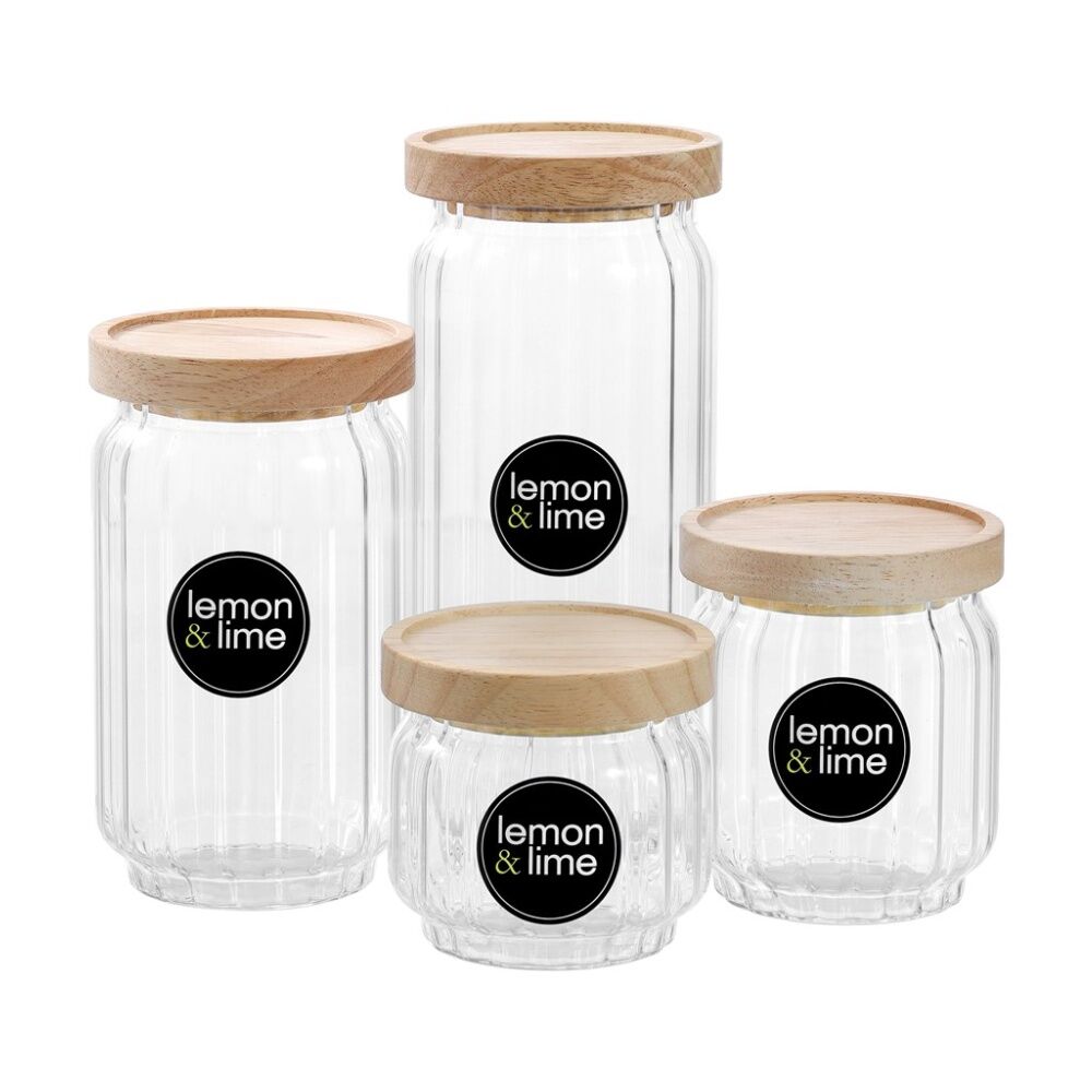 Lemon and Lime Woodend Ribbed Glass Jar Reusable Food Container 500ml (12 Pack) — image 8