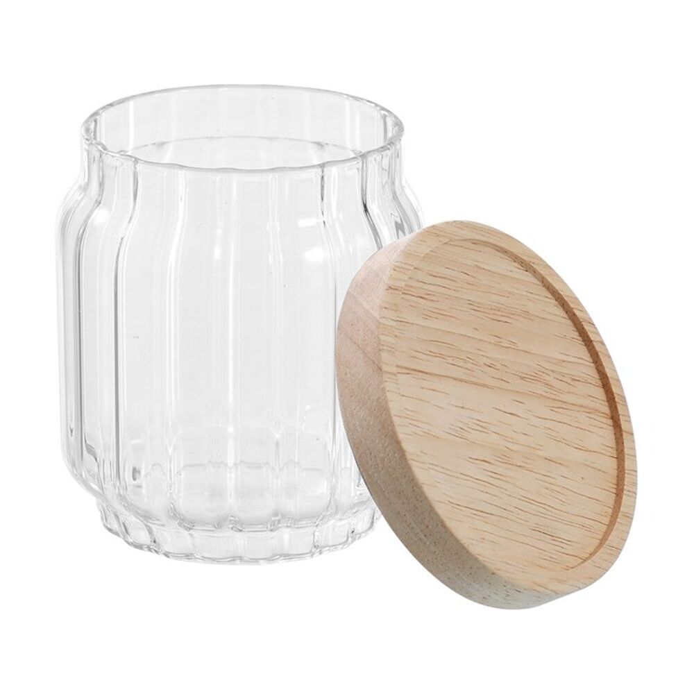Lemon and Lime Woodend Ribbed Glass Jar Reusable Food Container 500ml — image 2