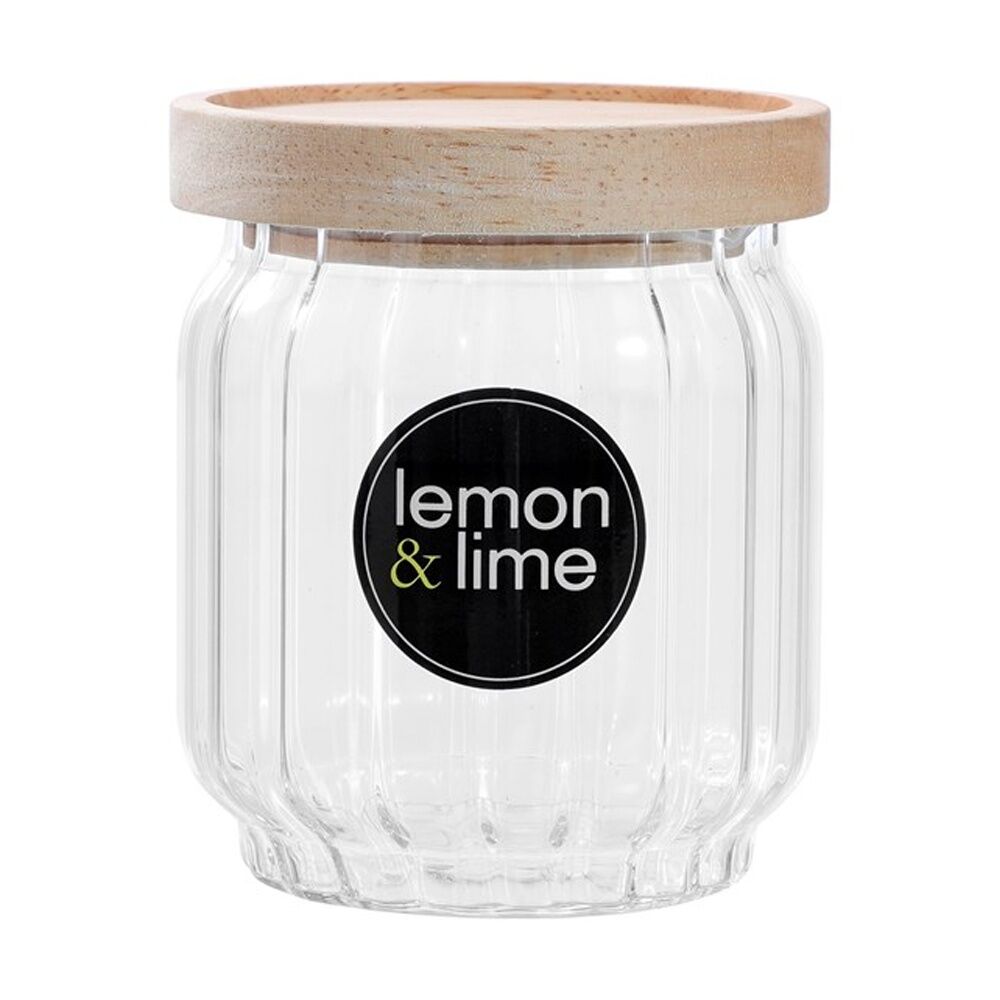 Lemon and Lime Woodend Ribbed Glass Jar Reusable Food Container 500ml — image 5
