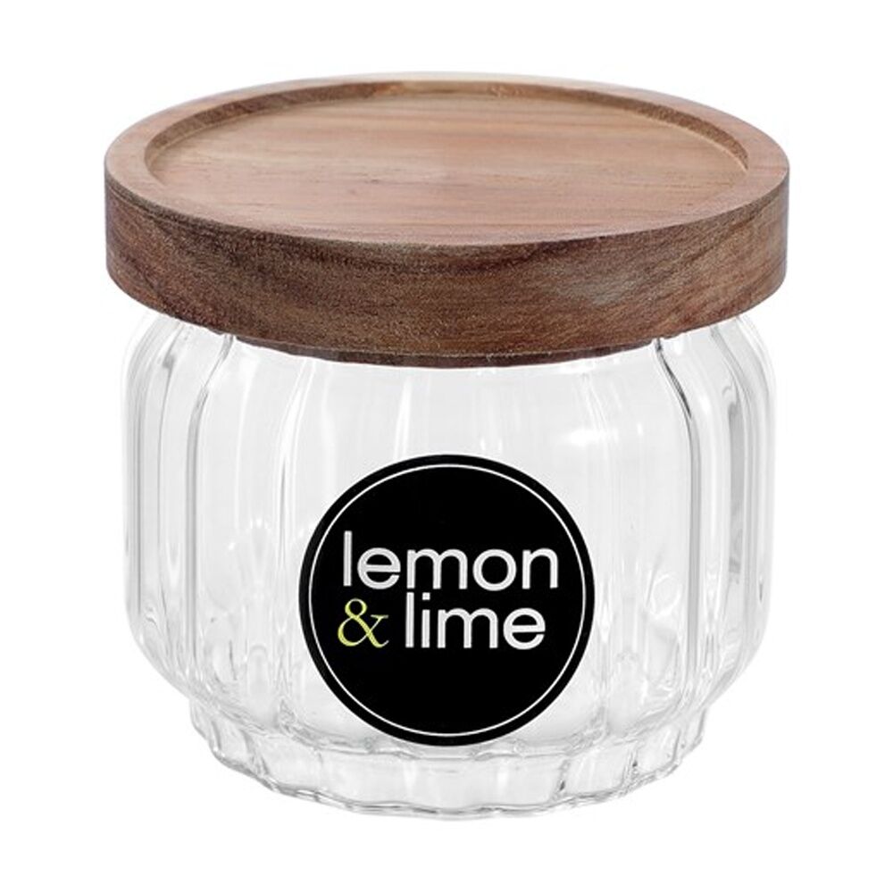 Lemon and Lime Woodend Acacia Glass Jar Reusable Food Container 350ml (12 Pack) — image 2