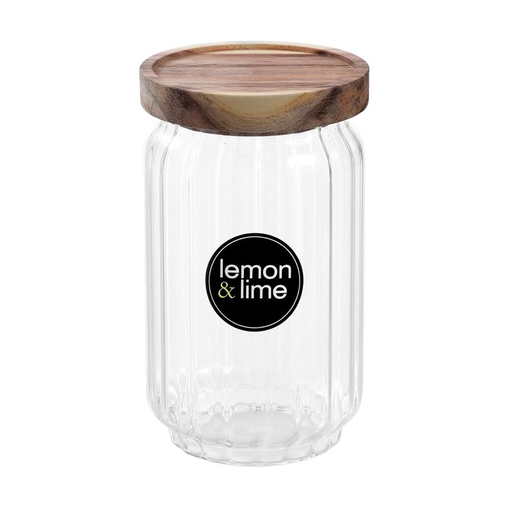 Lemon and Lime Woodend Acacia Glass Jar Reusable Food Container 750ml (12 Pack) — image 2