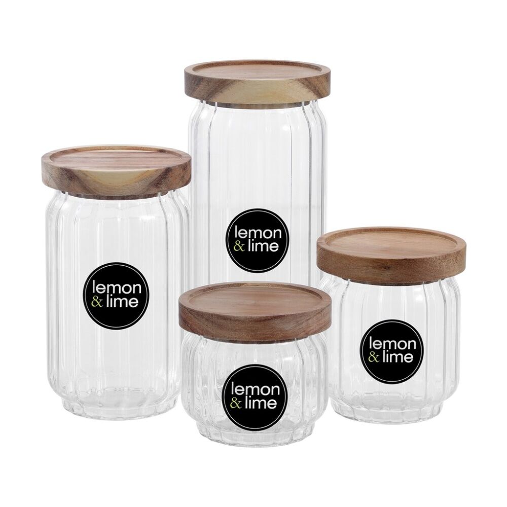 Lemon and Lime Woodend Acacia Glass Jar Reusable Food Container 1L (12 Pack) — image 8