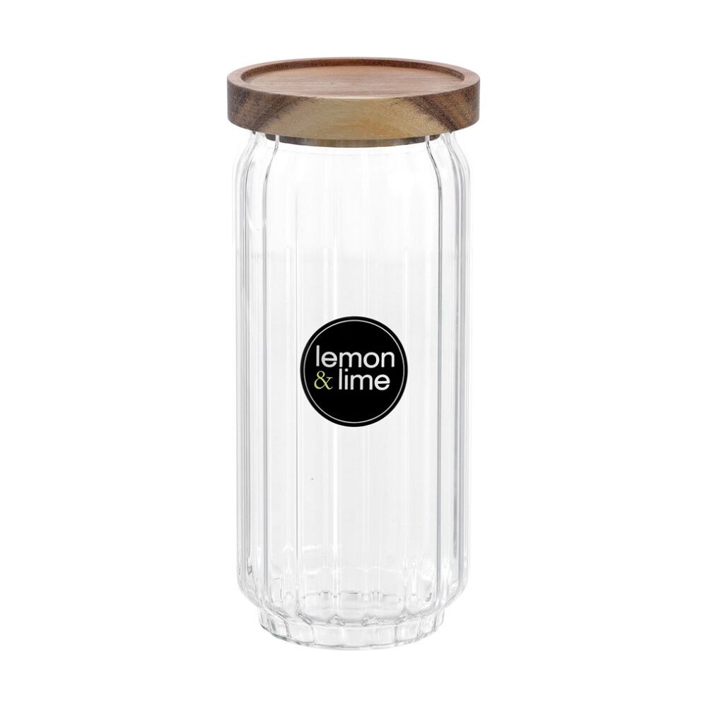 Lemon and Lime Woodend Acacia Glass Jar Reusable Food Container 1L (12 Pack) — image 2