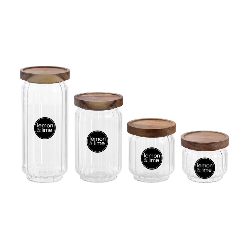 Lemon and Lime Woodend Acacia Glass Jar Reusable Food Container 1L (12 Pack) — image 7