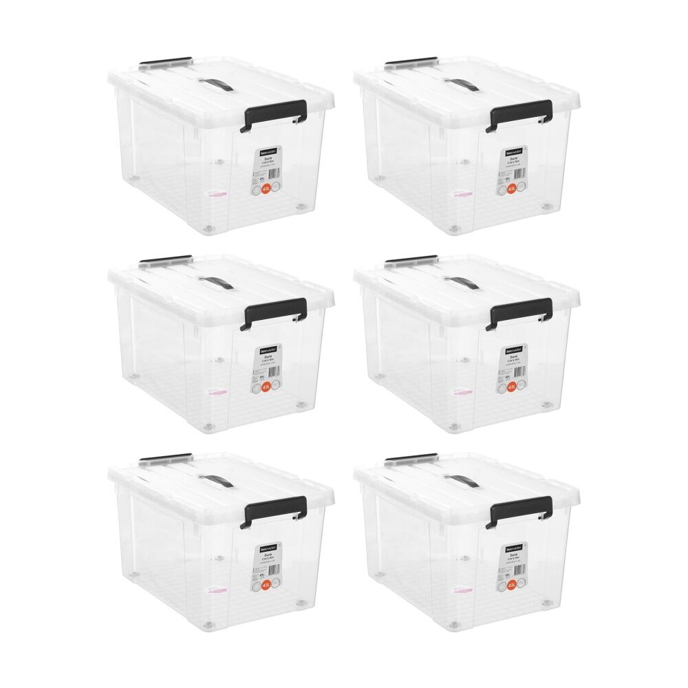 Boxsweden Durable Carry Box With Handles & Wheels 43L 51x38x30cm (6 Pack)
