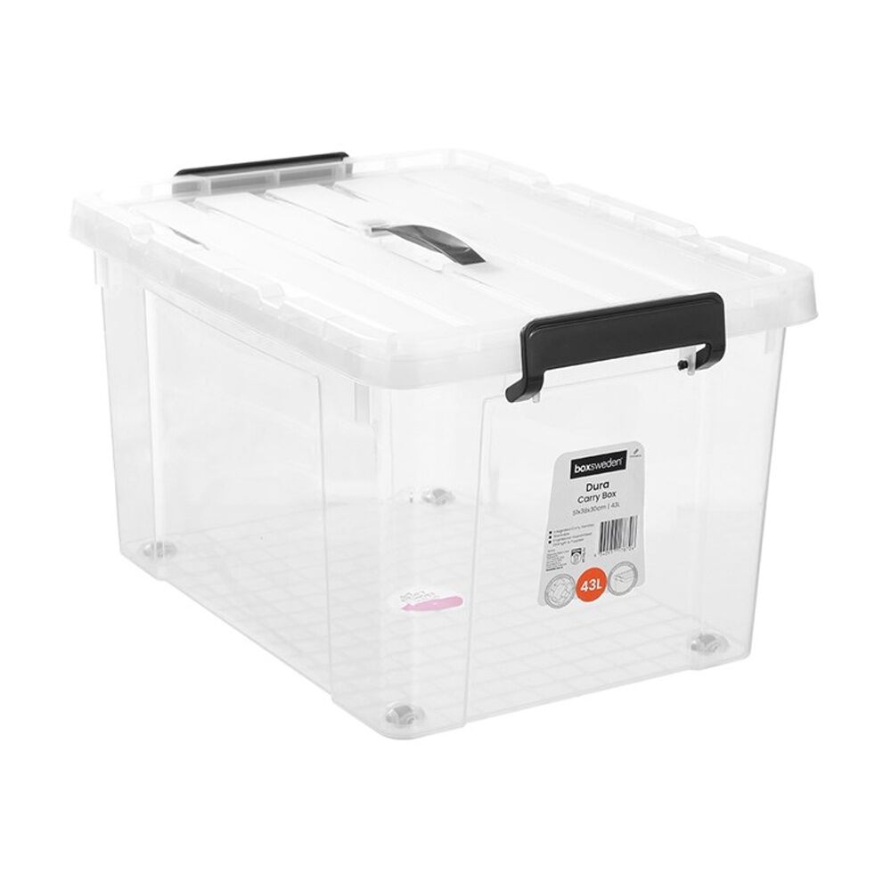 Boxsweden Durable Carry Box With Handles Wheels Lock Lid 43L