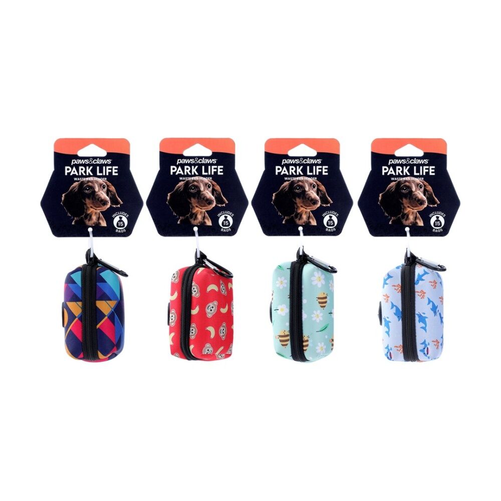 Paws and Claws Pet Dog Park Life Waste Bag Holder Neoprene Asst 9.5x5x5cm — image 2