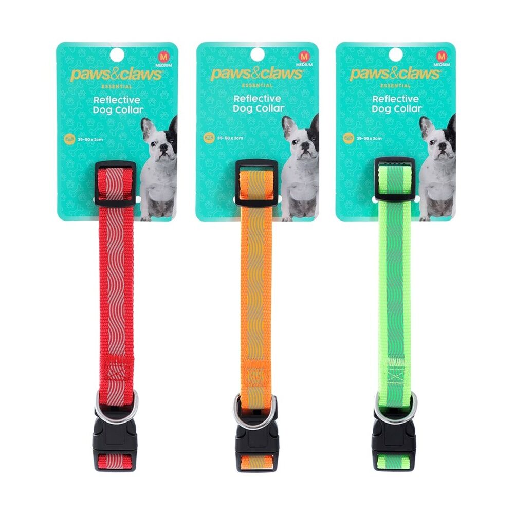 Paws and Claws Reflective Pet Dog Collar Assorted Medium 35-50cm x 2cm — image 2