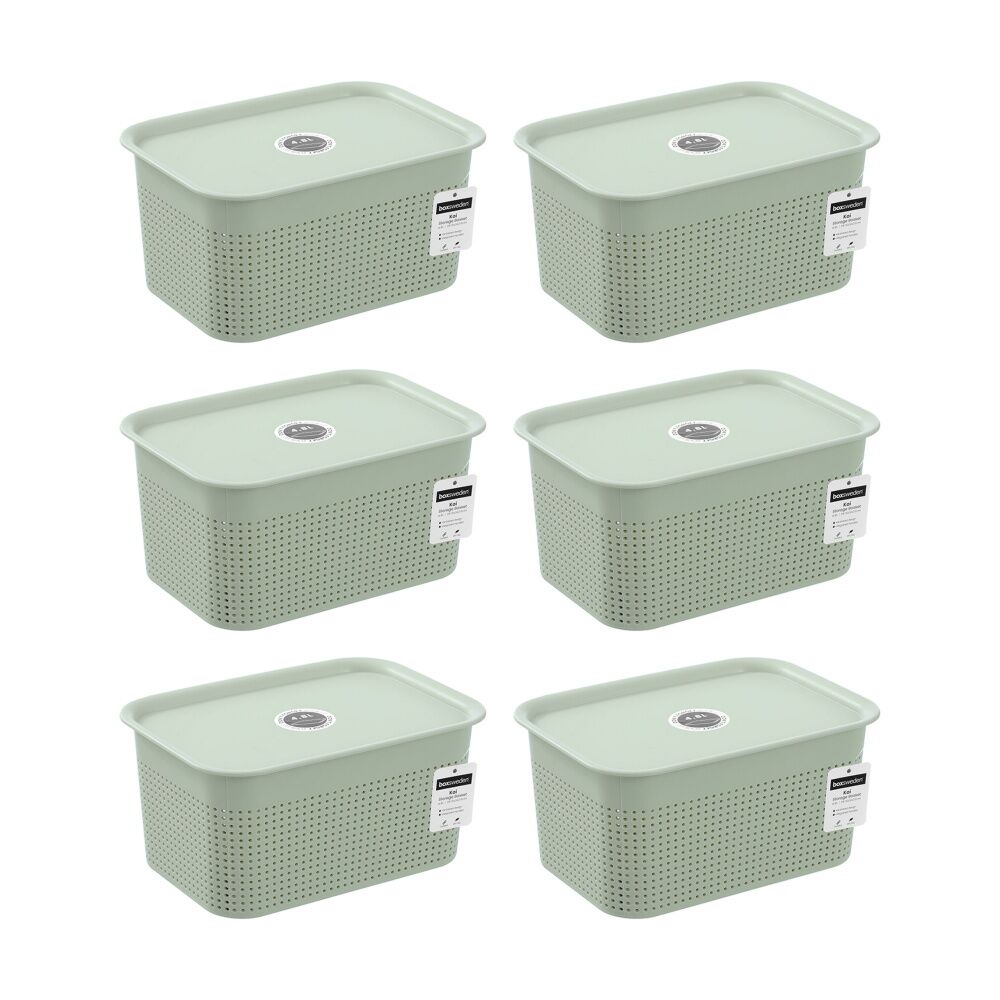 Boxsweden Koi Lidded Home Organiser Storage Container Basket Assorted 4.8L (6 Pack)